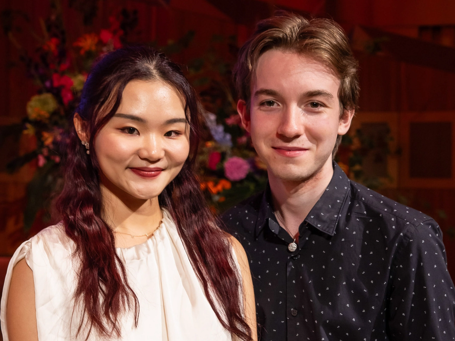 Die Finalist*innen des Joseph Joachim Violinwettbewerbs 2024, Angela Chan und Jacques Forestier nach der Preisvergabe am 28. September